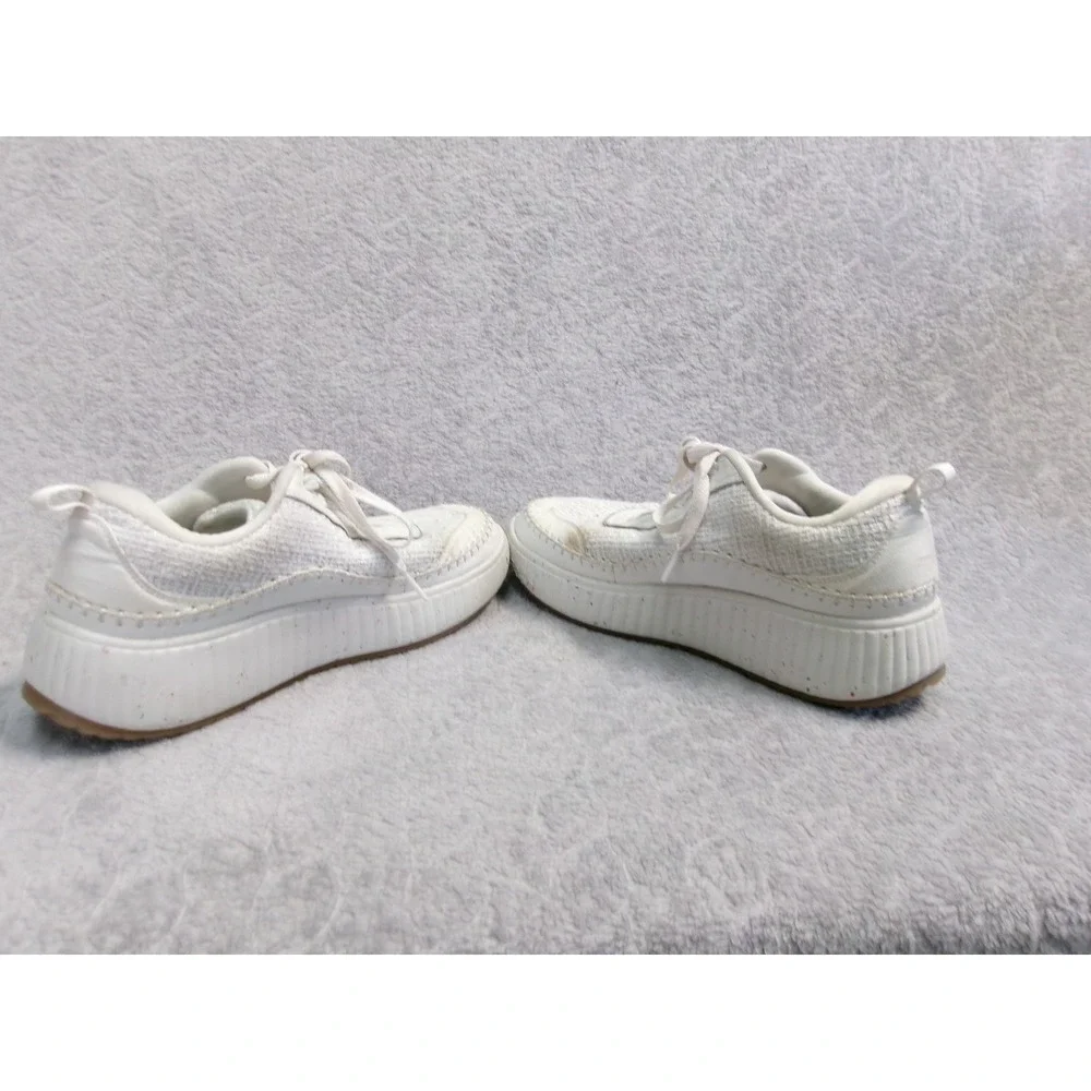 DreamPairs Women's White Textured Platform Sneakers Lace Up Chunky Sole Size 8.5